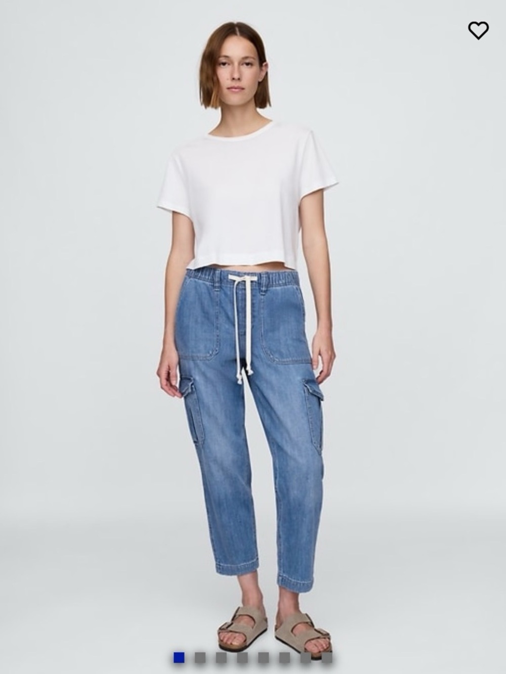 GAP Light Blue Denim Cargo Drawstring Jeans - Size Large